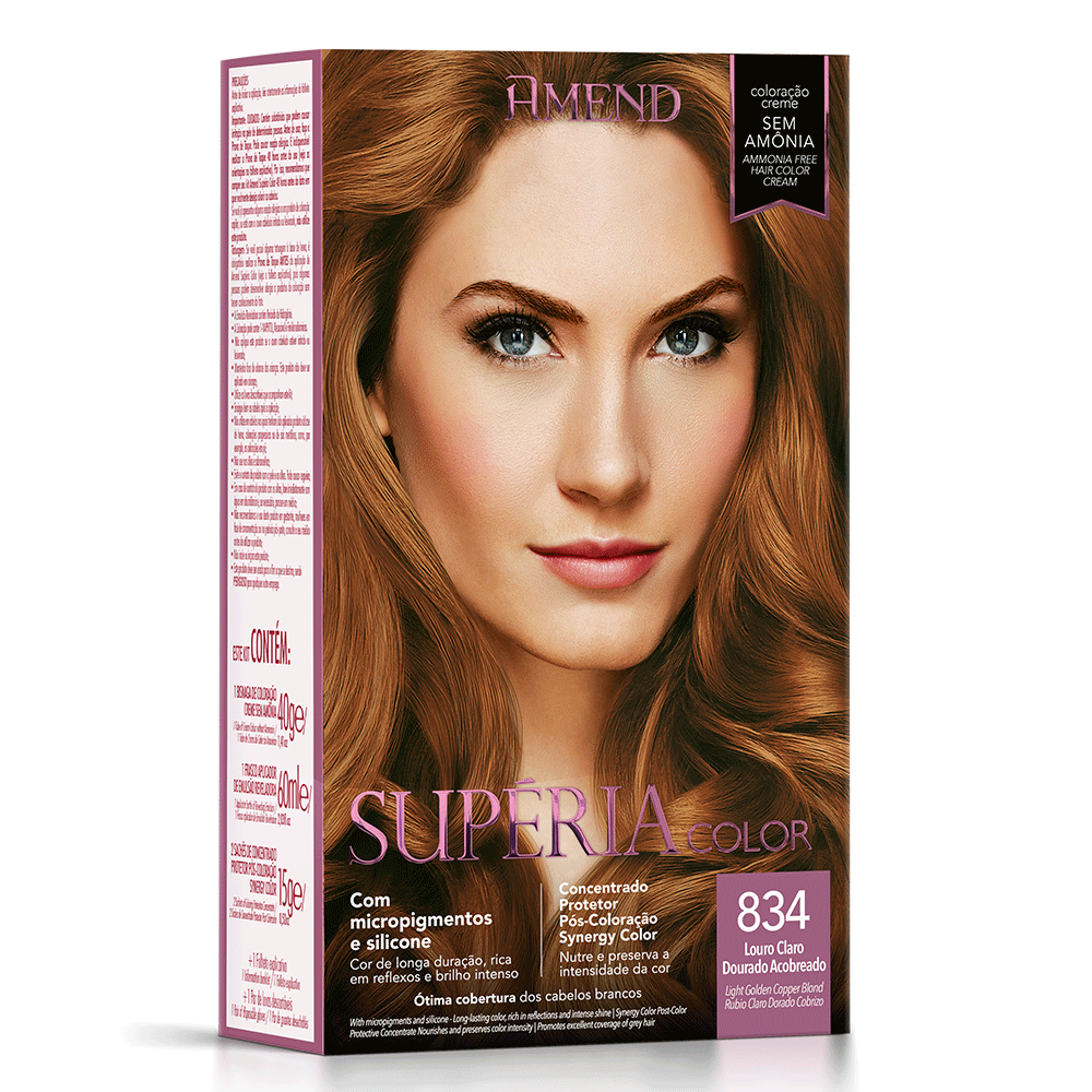 Kit Tonalizante Amend Supéria Color 834 Louro Dourado Acobreado