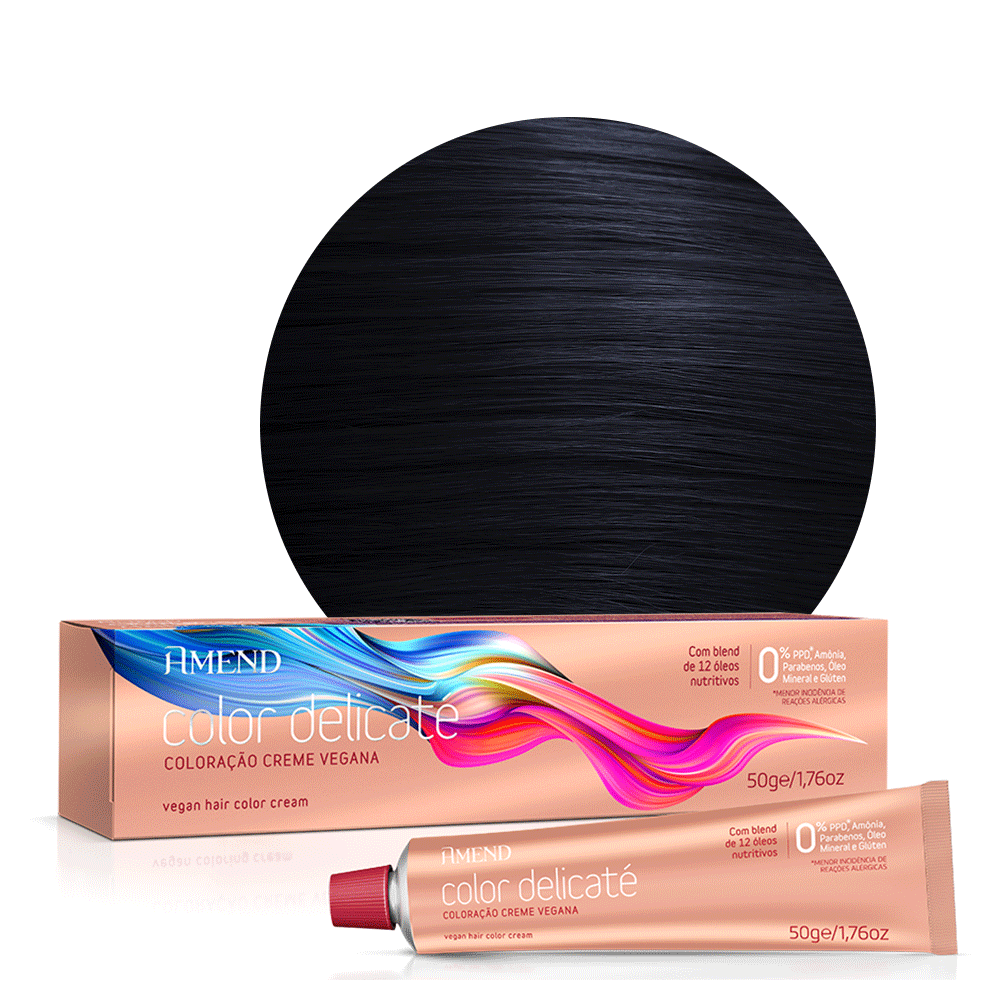 Coloração Amend Color Delicaté 2.1 Preto Azulado 50g image number 3