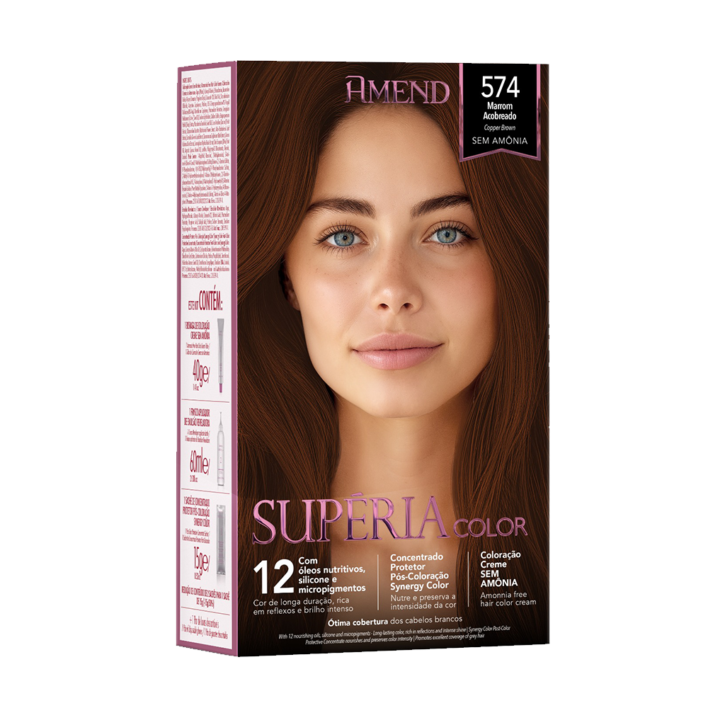 574 Marrom Acobreado Amend Supéria Color Coloração Creme s/ Amônia