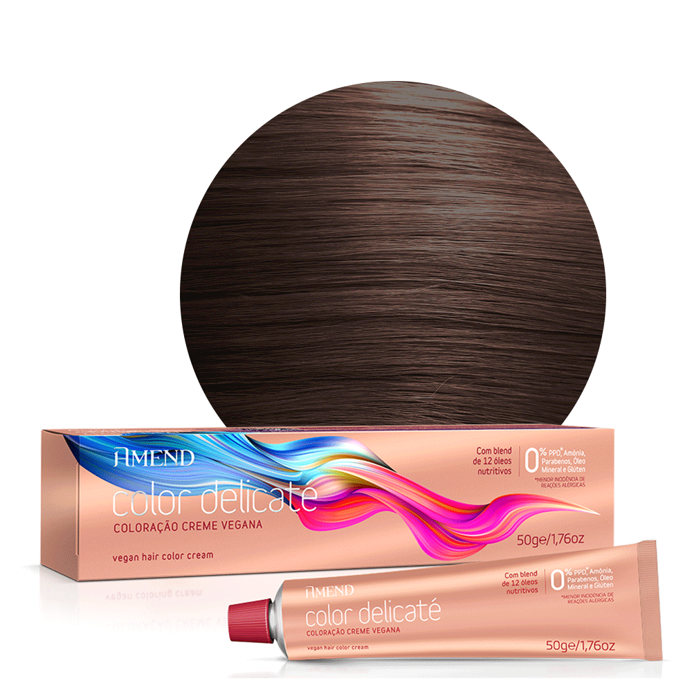 Coloração Amend Color Delicaté 6.7 Louro Escuro Marrom Chocolate 50g