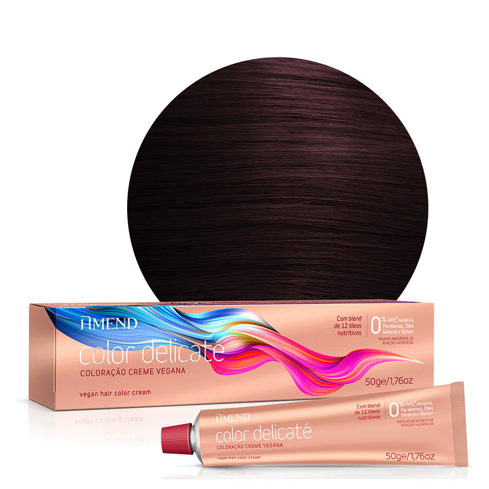 Coloração Amend Color Delicaté 4.62 Castanho Vermelho Irisado 50g