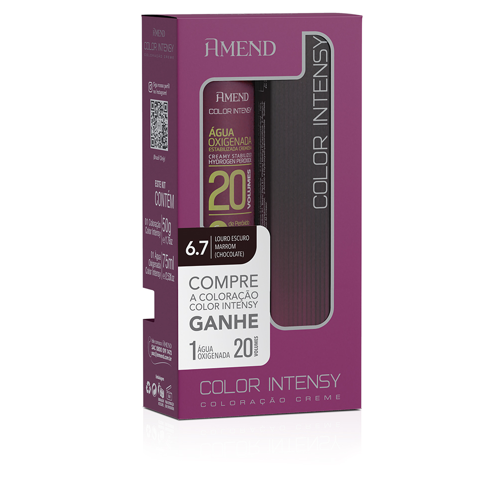Kit Coloração Amend Color Intensy 6.7 Louro Escuro Marrom Chocolate 50g + AOX 20 volumes 75ml