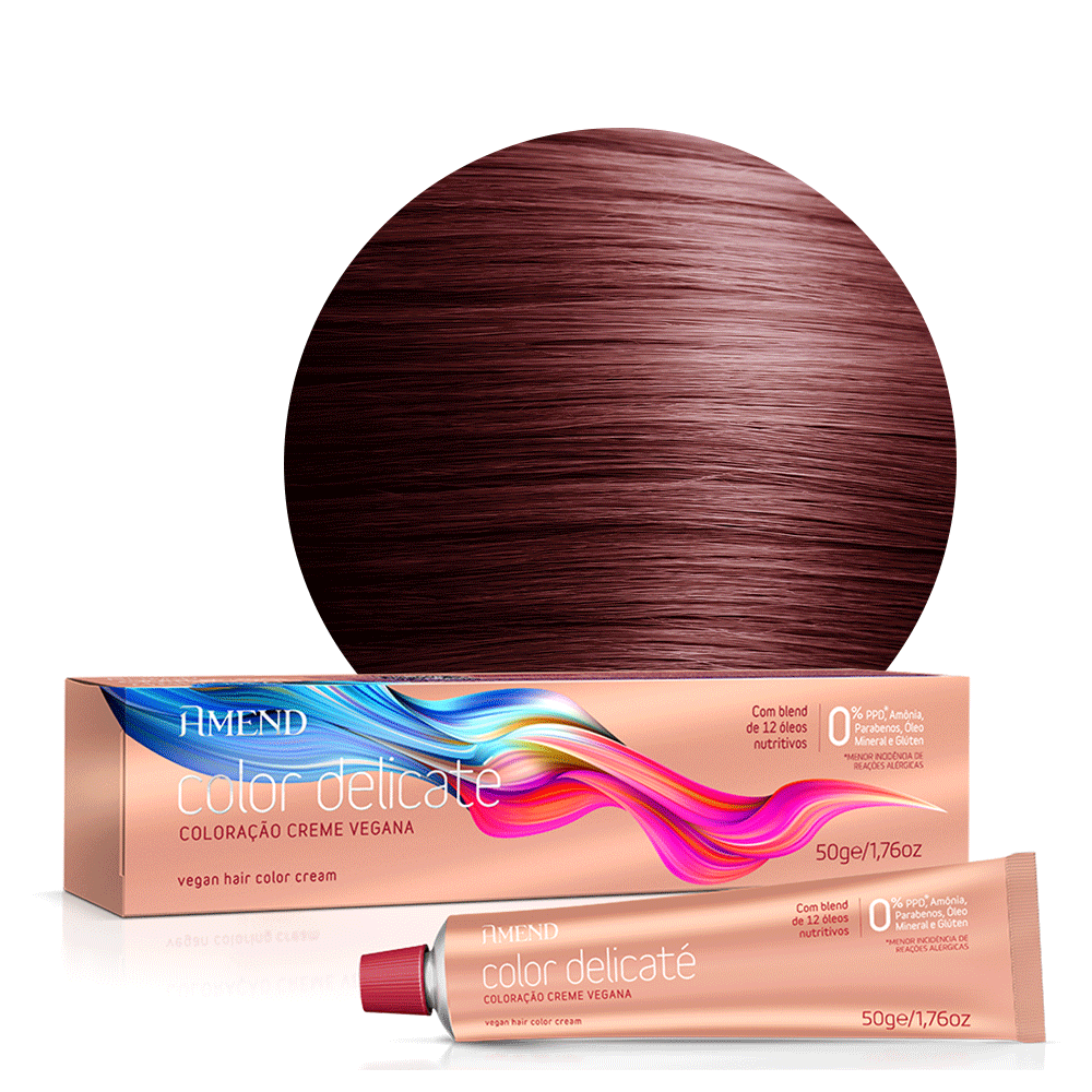 Coloração Amend Color Delicaté 4.66 Castanho Médio Vermelho Intenso 50g