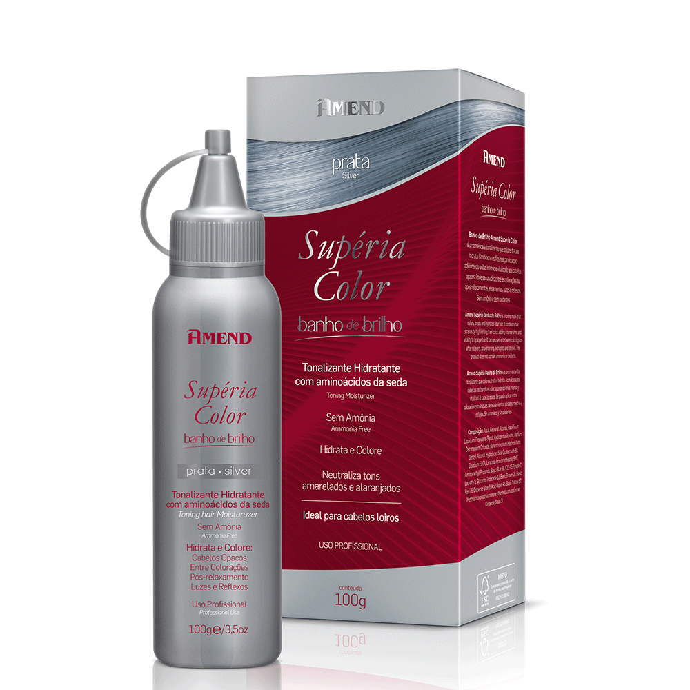 Kit Banho de Brilho Amend Supéria Color Prata Sem Amônia 100g