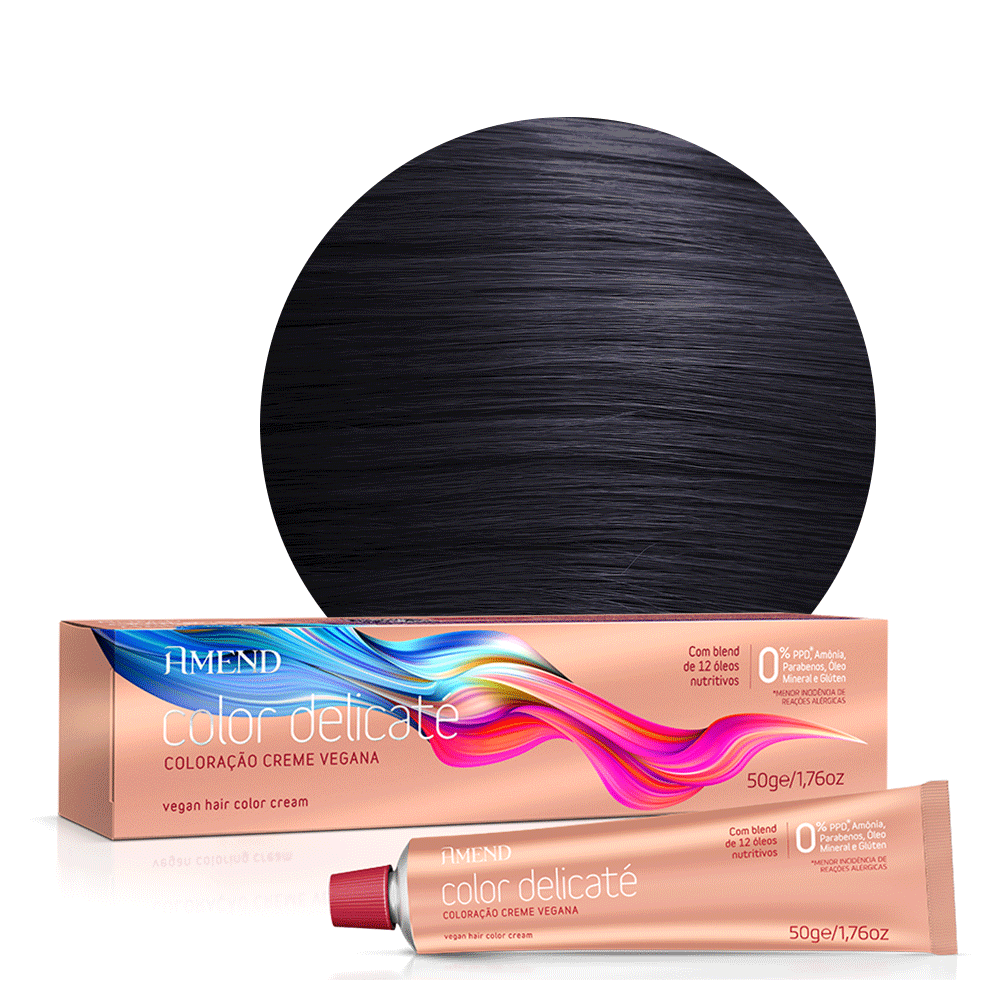 Coloração Amend Color Delicaté 1.0 Preto 50g