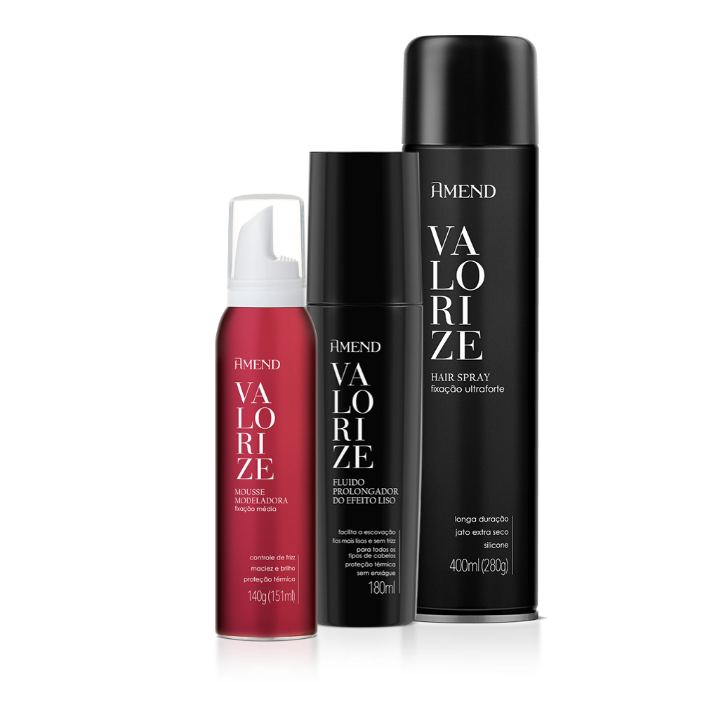 Kit Mousse Modeladora + Flu&iacute;do Prolongador do Efeito Liso + Hair Spray Ultraforte | Amend Valorize image number 3