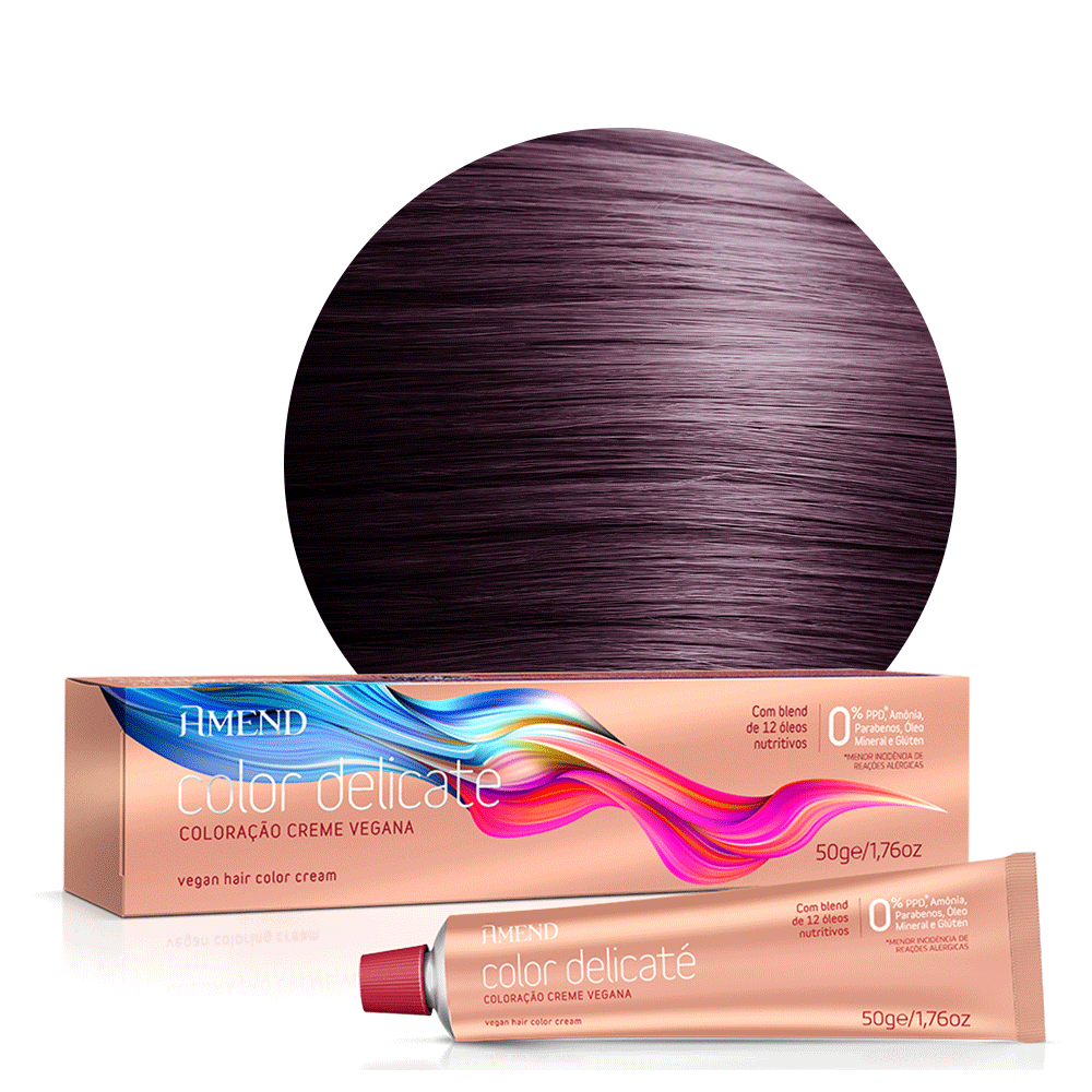 Coloração Amend Color Delicaté 33.66 Castanho Escuro Vermelho Intenso (Framboesa) 50g